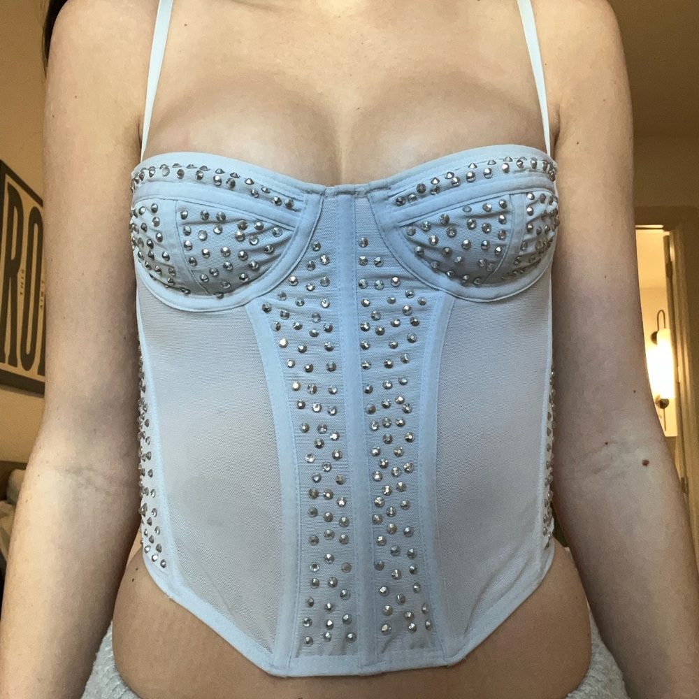 Sparkly baby blue corset top
